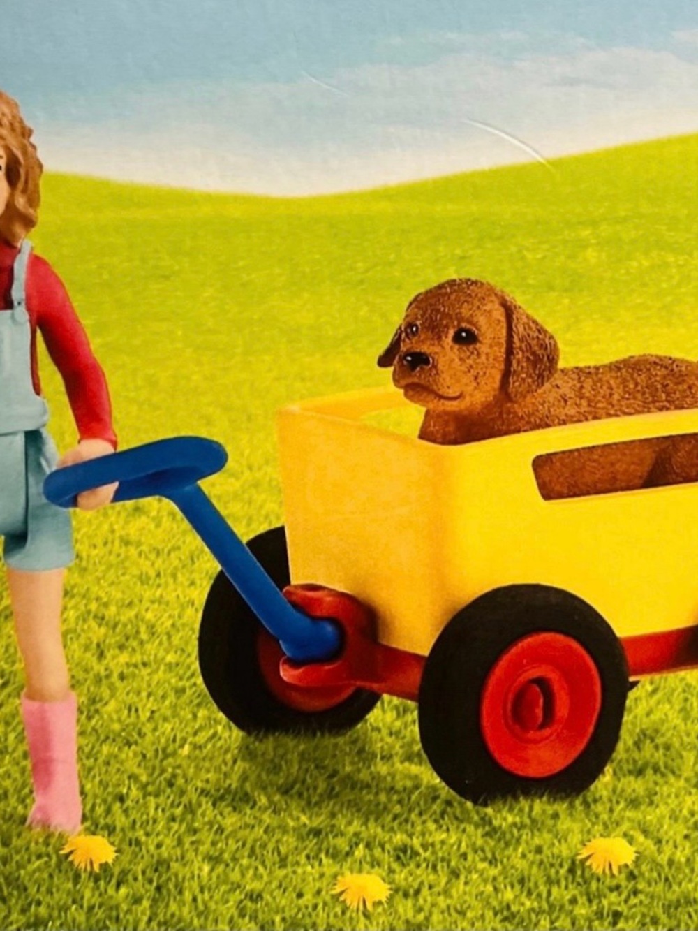 Schleich Farm World Sarah & Puppy Wagon Ride Playset - Picture 8 of 11